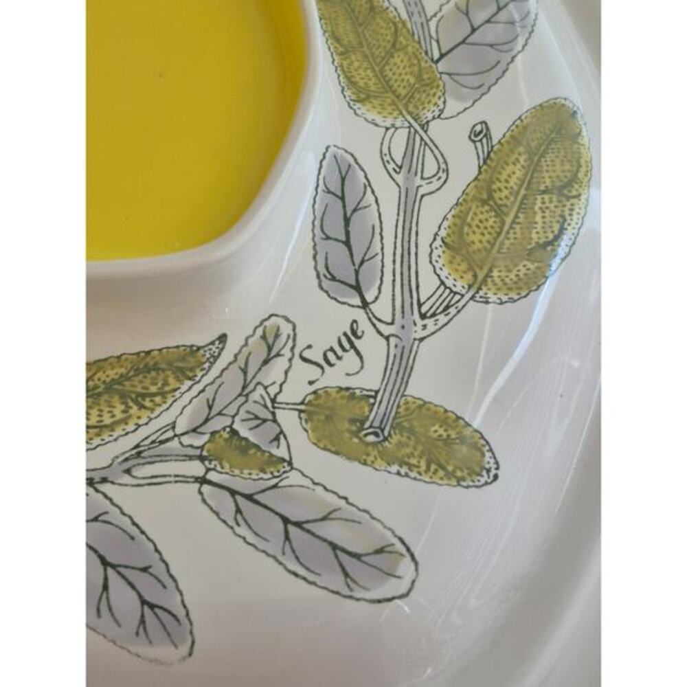 VTG MCM Poole Yellow Herb Garden Sage Casserole‎ Dish 2.5 Quart Rectangular Lid - Picture 3 of 11